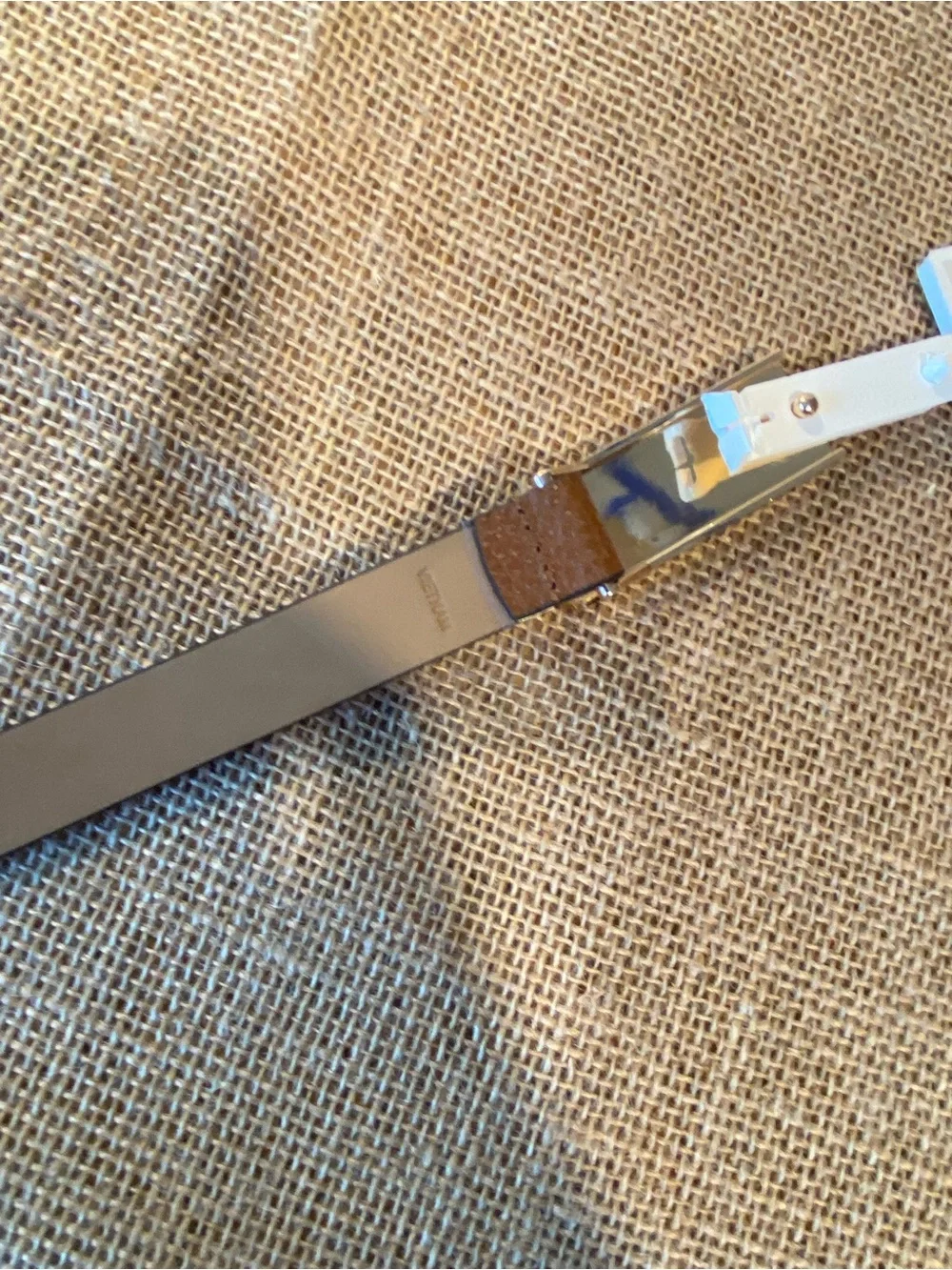 Michael Kors Brown Leather Belt with Gold Plaque